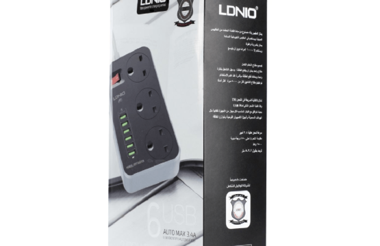 توصيلة كهرباء مقاومة للحرائق 3 منافذ طاقة و 6 منافذ LDNIO SC3604