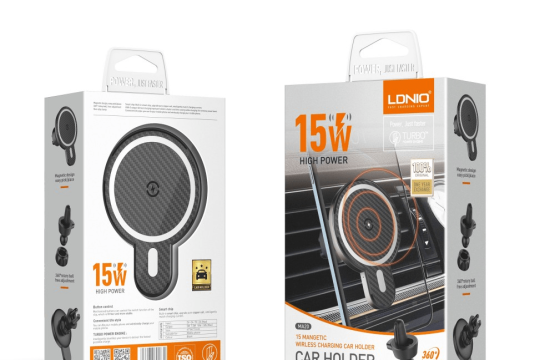 حامل جوال مغناطيسي لاسلكي للسيارة بقوة 15 واط من LDNIO موديل MA20 – شحن سريع وتثبيت قوي