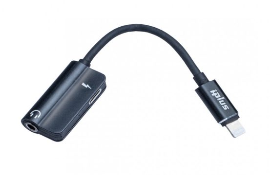 أوكس ايفون 2 في 1 من IPLUS – شاحن ومدخل سماعة، نقل بيانات عالي