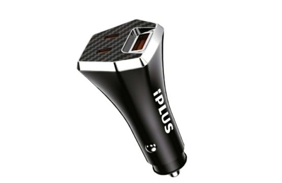 رأس شاحن سيارة 50 وات مع 2 منفذ PD ومنفذ USB ودعم الشحن السريع IPLUS