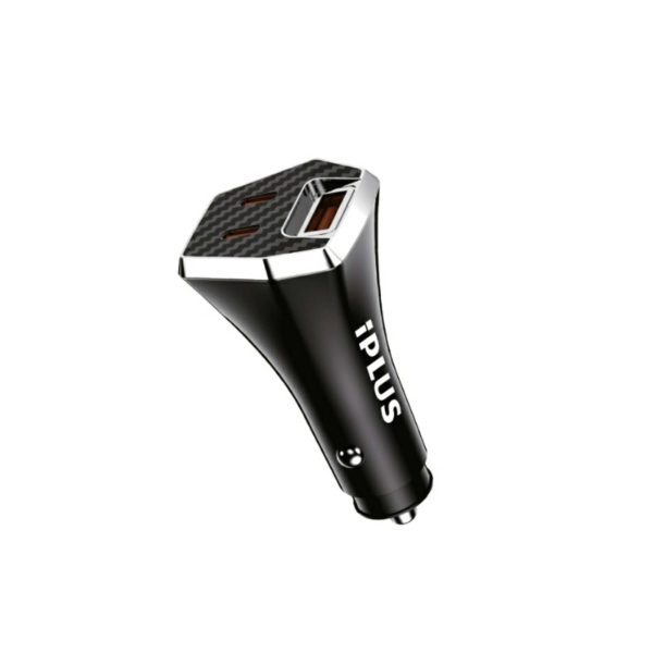 رأس شاحن سيارة 50 وات مع 2 منفذ PD ومنفذ USB ودعم الشحن السريع IPLUS